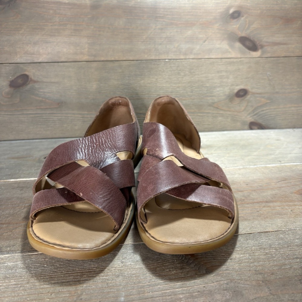 born ithica womens size 10 shoes brown leather slip on comfort sandals - Picture 5 of 9